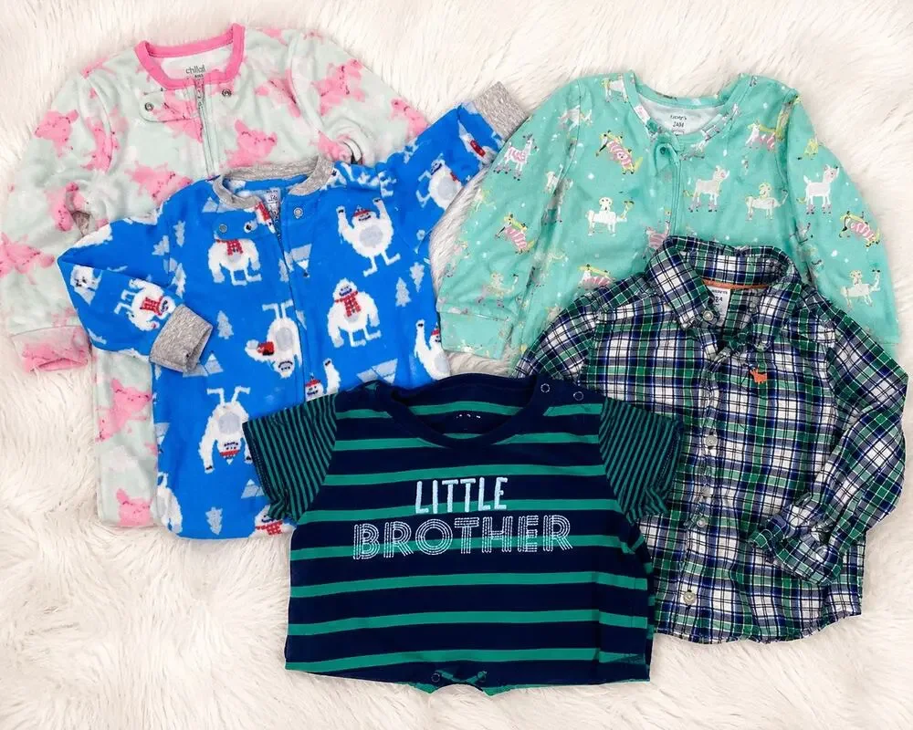 24 Month Baby Clothing Bundle | 5 Piece Pajamas, Bodysuit & Plaid Button-Up